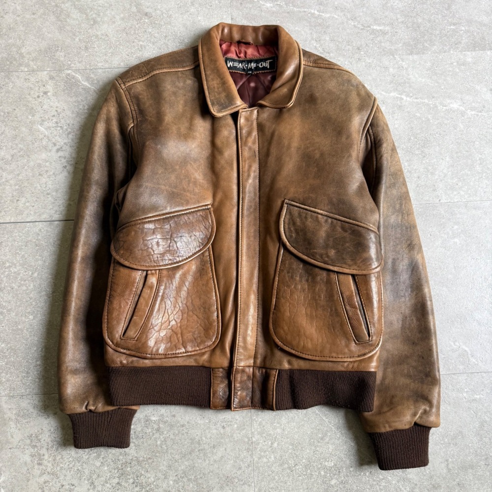 Vintage Wear-Me-Out A-2 Style Genuine Leather Bomber Jacket Size 38